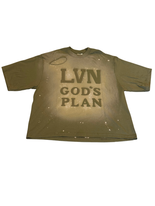 LVN God's Plan Army Green Oversize Tee