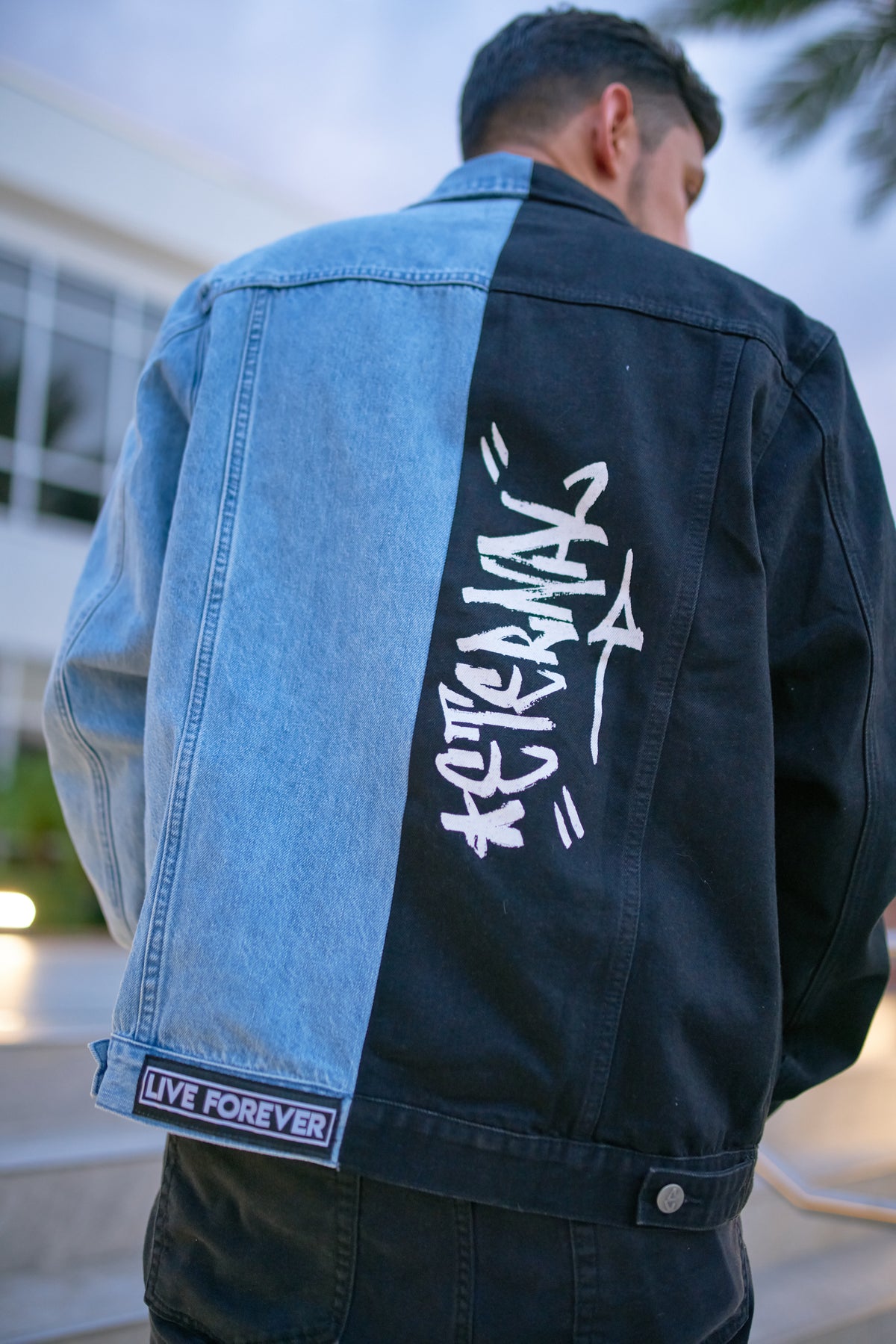 Eternal Blue/Black Split Denim Jacket