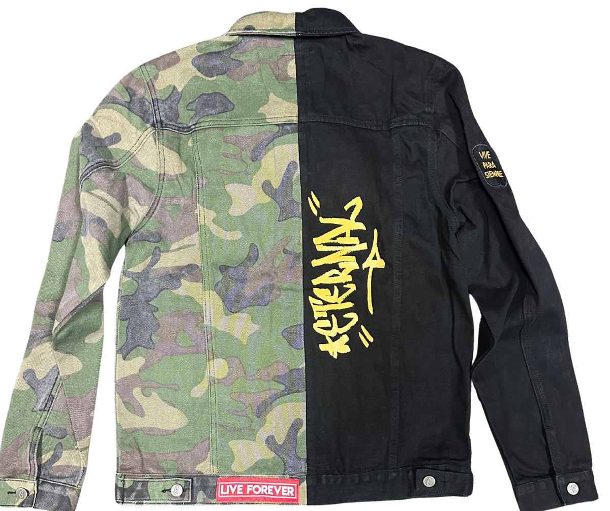 Eternal Camo/Black Split Denim Jacket
