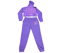 Purple Eternal Waffleback Crop Top Hoodie/Pants Set