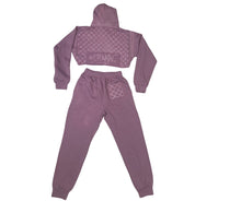 Lavender Eternal Waffleback Crop Top Hoodie/Pants Set