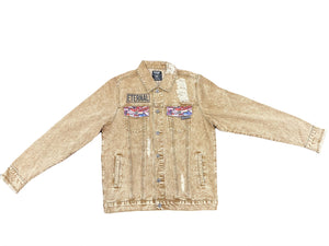 Gotta Be Da Shoes Beige Distressed Denim Jacket