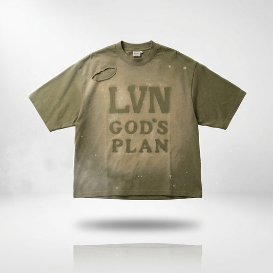 LVN God's Plan Army Green Oversize Tee